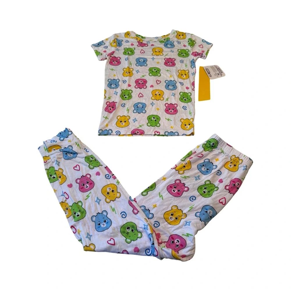 Care Bears Kids 2-Piece Pajama Set Short Sleeve Top Pants Multicolor Size 10 NEW